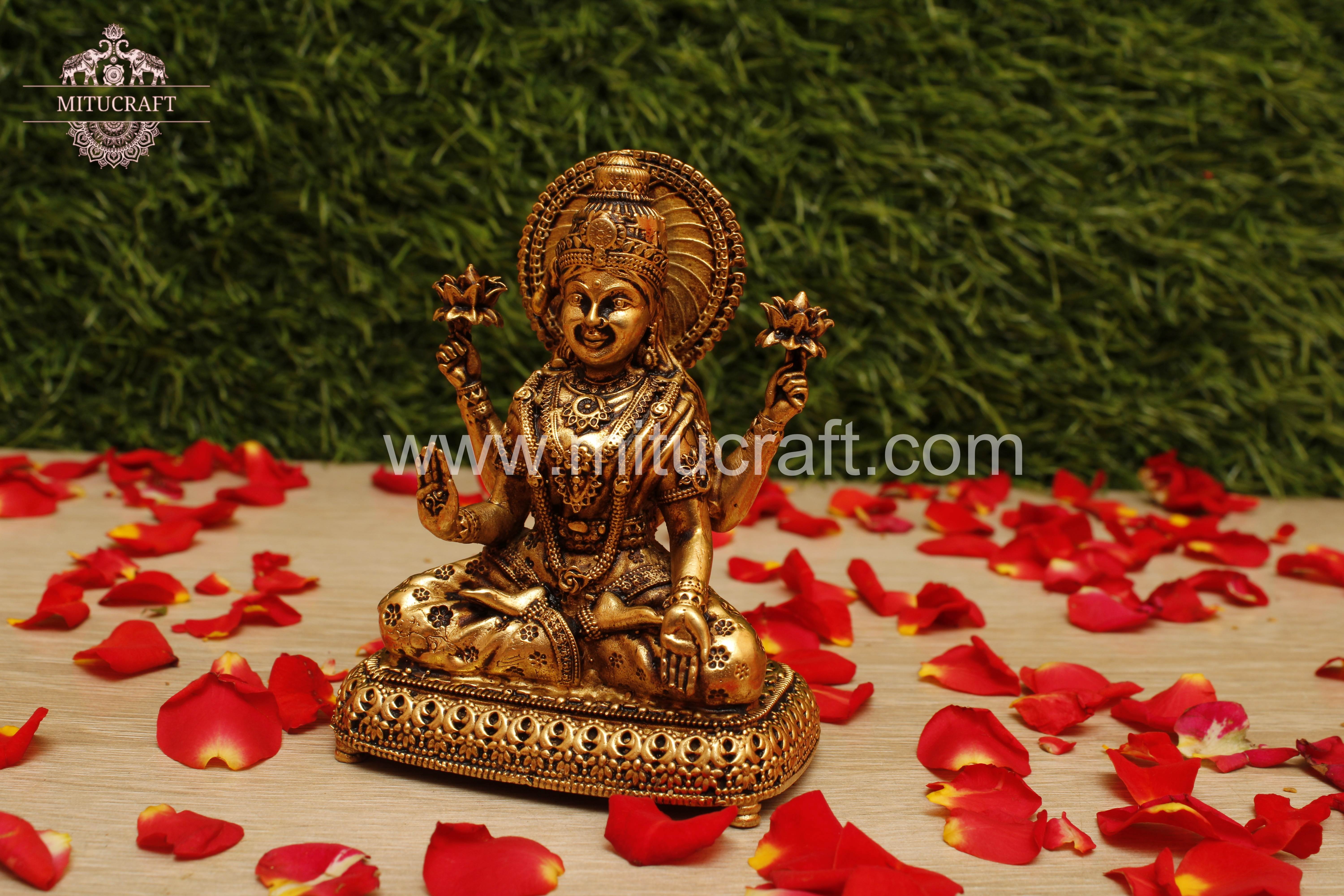 Brass Lakshmi Idol - Mitucraft.com